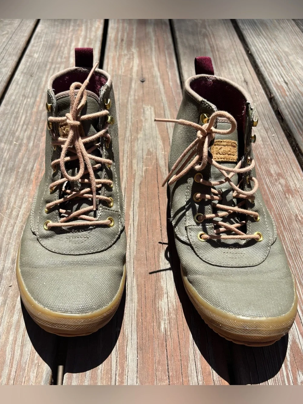 Keds Olive Splash Canvas Ankle Boot W9.5